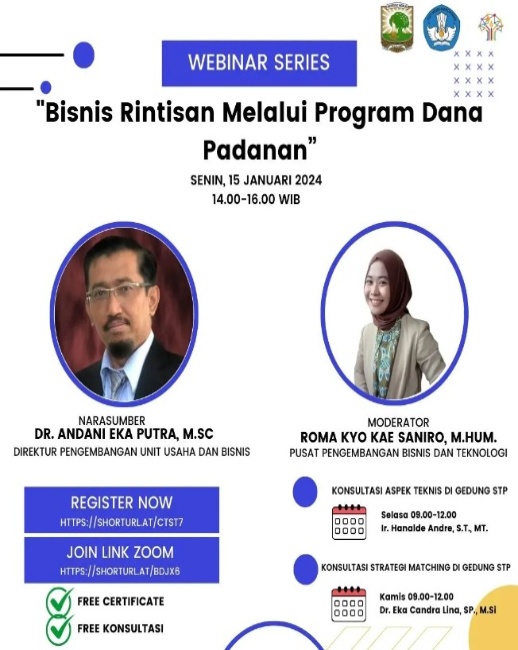 Webinar Series: “Bisnis Rintisan Melalui Program Dana Padanan”