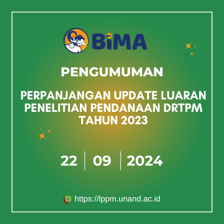 Perpanjangan Waktu Update Luaran Penelitian Pendanaan DRTPM Tahun 2023