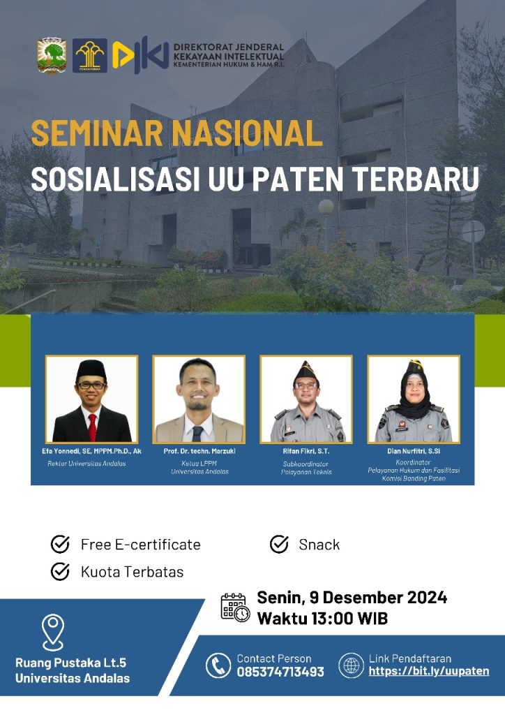 Seminar Nasional “Sosialisasi UU Paten Terbaru”