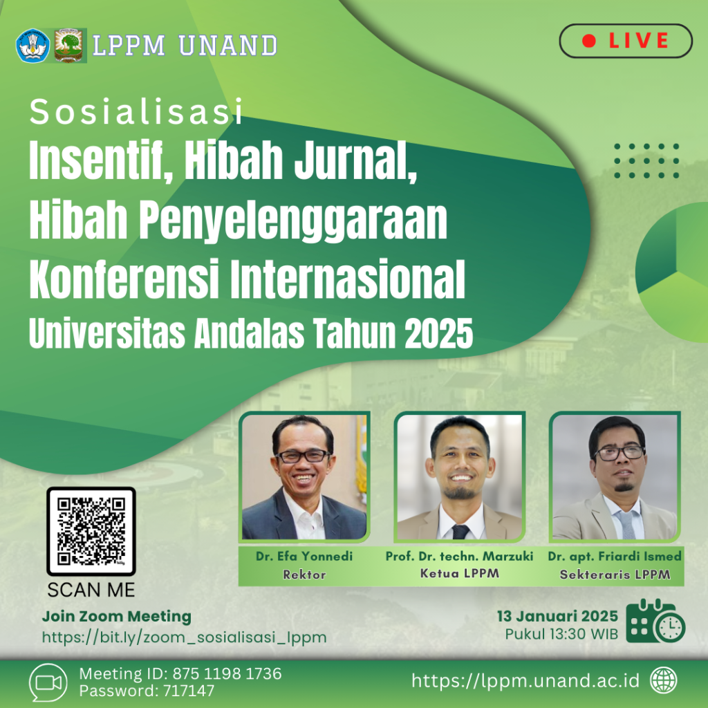 Sosialisasi Insentif, Hibah Jurnal, Hibah Penyelenggaraan Konferensi Internasional Universitas Andalas Tahun 2025
