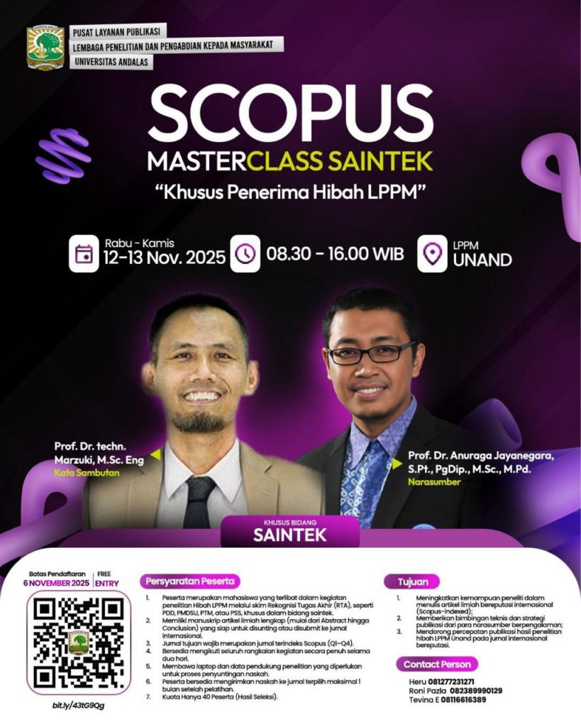 Scopus Master Class (Khusus Penerima Hibah LPPM)